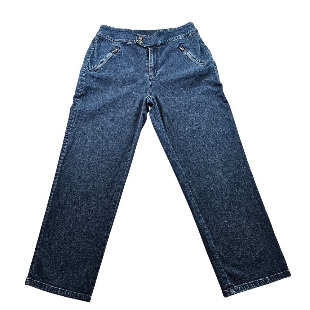 Liz Claiborne Jeans Womens Petite 6P Blue Denim Stretch Comfort Fit Straight Leg